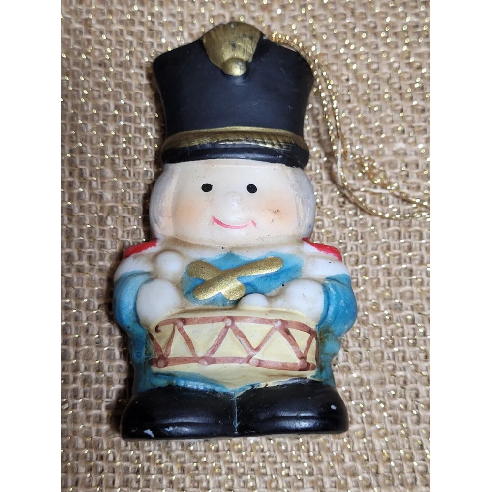 Vintage Hand Painted Ceramic Christmas Ornaments Santa Bear Snowman‎ Drummer Boy